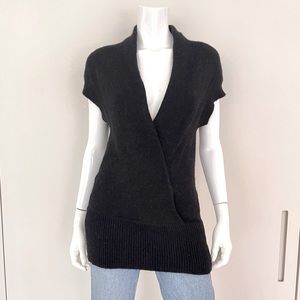 VINCE S/L Cashmere Crossover Long Vest in Black